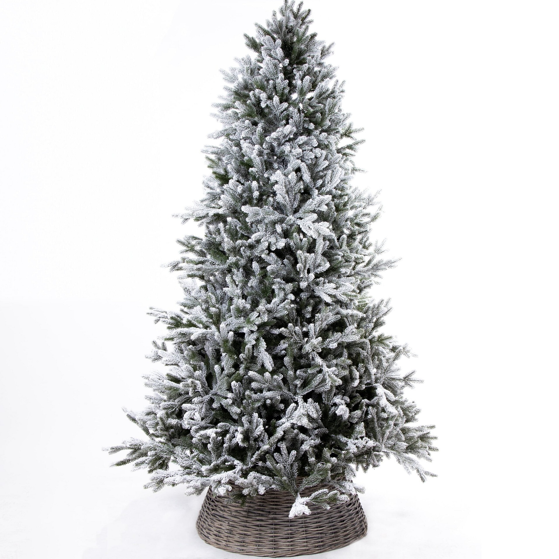 Albero di Natale abete artificiale bianco innevato 210 cm Fiocco